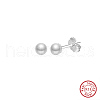 Round Natural Pearl Stud Earrings EJEW-G411-04A-P-1