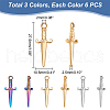 Unicraftale 18Pcs 3 Colors 304 Stainless Steel Pendants STAS-UN0042-22-3