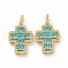 Brass Micro Pave Clear Cubic Zirconia Pendants ZIRC-F135-24G-04B-2