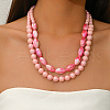 Acrylic Round Horse Eye Double Layer Beaded Necklaces for Women HK8812-2-2