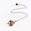 Natural Tiger Eye Sphere Dowsing Pendulums BJEW-E292-A09-2