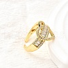Brass Micro Pave Cubic Zirconia Cuff Rings for Women RJEW-F184-03G-3