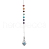 Chakra Mixed Synthetic & Natural Round Gemstone Pointed Dowsing Pendulums PALLOY-JF02520-01-1