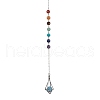 Chakra Mixed Synthetic & Natural Round Gemstone Pointed Dowsing Pendulums PALLOY-JF02520-01-1