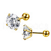 Stainless Steel Micro Pave Clear Cubic Zirconia Stud Earrings PW-WG005C9-02-1