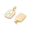 Brass Pave Natural Shell Rectangle Pendants KK-C051-25G-2