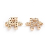 Brass Micro Pave Cubic Zirconia Letter Links ZIRC-I042-16G-R-2