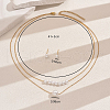 Stainless Steel Round Imitation Pearl Style Double Layer Necklaces & Stud Earrings Sets for Women FS8712-2