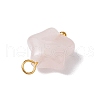 Natural Rose Quartz Star Charms with Brass Loops PALLOY-JF02733-01-4