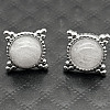 Alloy Natural Tiger Eye Flower Stud Earrings OL8231-18-1