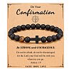 Cross Natural Tiger Eye & Frosted Black Obsidian Round Beads Stretch Bracelets for Men Women WG92FBF-06-1