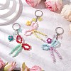 Opaque Acrylic Beads with Brass Crimp Beads and Iron Split Key Rings Keychains KEYC-JKC01188-1