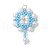 Handmade Glass Seed Beaded Flower Pendants PALLOY-MZ00498-2