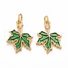 Autumn Theme Brass Cubic Zirconia Charms KK-P216-06MG-01-1