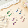 ANATTASOUL 5 Pairs 5 Colors Alloy Enamel Flower Dangle Earrings EJEW-AN0004-76-7