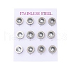 304 Stainless Steel Flat Round Stud Earrings EJEW-C099-23P-03-4