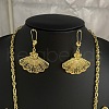 Fan & Flower Alloy Pendant Necklaces & Hoop Earrings Sets FS-WGC1D3A-01-2