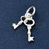 S925 Sterling Silver Double Keys Charms STER-K183-02B-S-2