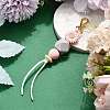 Sunflower Silicone & Natural Wood Beads Pendant Decorations HJEW-JM03080-02-1