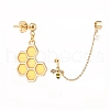 Bee and Honeycomb Alloy Asymmetrical Earrings with Enamel EJEW-JE04887-6