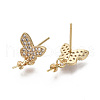 Brass Micro Pave Cubic Zirconia Stud Earring Findings KK-N233-002-NF-2