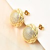 Brass Clear Cubic Zirconia Flat Round Stud Earrings EJEW-C147-06G-2