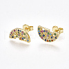 Brass Micro Pave Cubic Zirconia(Random Mixed Color) Ear Studs EJEW-S201-97-1
