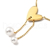 Synthetic White Shell Heart with Plastic Pearl Pendant Necklace NJEW-G036-05G-2