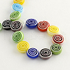 Flat Round Handmade Millefiori Glass Beads X-LK-R004-49-2