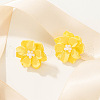Flower Alloy Resin Stud Earrings FS-WG5AFB8-03-1