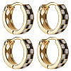Beebeecraft 2 Pairs Tartan Pattern Enamel Chunky Hinged Hoop Earrings for Women EJEW-BBC0001-27B-1