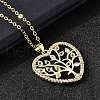 Brass Micro Pave Colorful Cubic Zirconia Tree of Life Heart Pendant Necklaces for Women NJEW-D311-01B-G-2