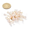 Natural Rose Quartz Chips & Pearl Beaded Flower Brooch Pin JEWB-BR00098-03-4