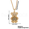 Brass Micro Pave Cubic Zirconia Cute Mini Cartoon Bear Pendant Necklaces for Women OL3242-3-1
