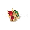 Brass Pave Green and Dark Red Cubic Zirconia Cherry Connector Charms KK-I276-47A-G-2