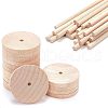 Olycraft 26 Sets Chinese Cherry Wood Unfinshed Wheel & Stick DIY-OC0004-16-5