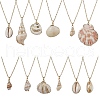 12Pcs 12 Styles Electroplated Natural Mixed Shell Pendant Necklaces NJEW-JN05212-2