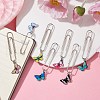 7Pcs 7 Colors Butterfly Alloy Enamel Pendant Bookmarks AJEW-JK00267-2