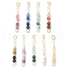 Faceted Round Natural Mixed Gemstone Beaded Connector Charms PALLOY-JF03530-1