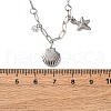 Shell Shape & Starfish 304 Stainless Steel Rhinestone Pendant Necklaces for Women NJEW-M107-02P-3