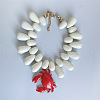 Red Crab Pendant Resin Teardrop Beaded Necklaces for Women FS-WG1665D-01-4