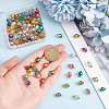 Faceted Glass Faceted Round Charms with Golden Tone Brass Loops PALLOY-HY00009-3