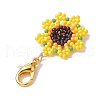 Sunflower Glass Seed Beaded Pendant Decorations HJEW-MZ00137-5