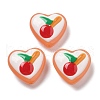 Handmade Lampwork Enamel Beads Heart with Cherry LAMP-V001-06B-1