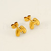 Chunk Letter 304 Stainless Steel Stud Earrings for Women EJEW-G386-01M-G-1