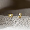 925 Sterling Silver Clear Cubic Zirconia Stud Earrings EJEW-Q030-05G-1