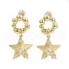 Cubic Zirconia Star Dangle Earrings EJEW-N011-78-2