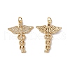 Brass Micro Pave Clear Cubic Zirconia Pendants KK-G439-35G-1