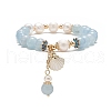 Dyed Natural Quartz(Dyed) & Pearl Stretch Bracelet BJEW-JB09224-03-1