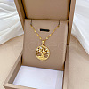 Brass Pave Full Cubic Zirconia Tree Of Life Pendant Necklaces NJEW-D309-01G-B-1